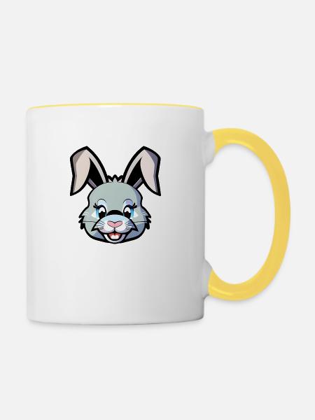 Hase - Tasse zweifarbig - Weiß/Gelb