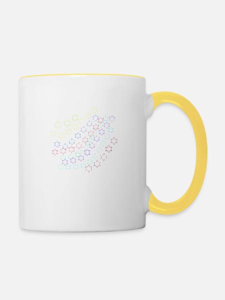 Sterne,stern, bunte Sterne - Tasse zweifarbig - Weiß/Gelb