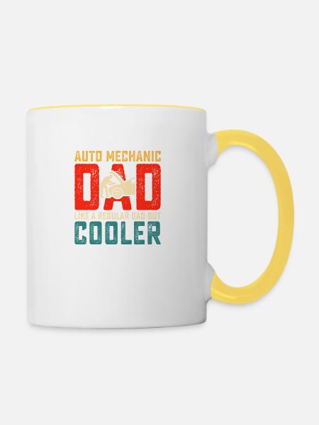 Automechaniker Papa - Tasse zweifarbig - Weiß/Gelb