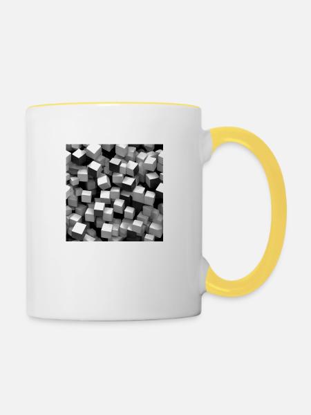 Blockdesign - Tasse zweifarbig - Weiß/Gelb