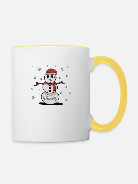 Winter - Tasse zweifarbig - Weiß/Gelb