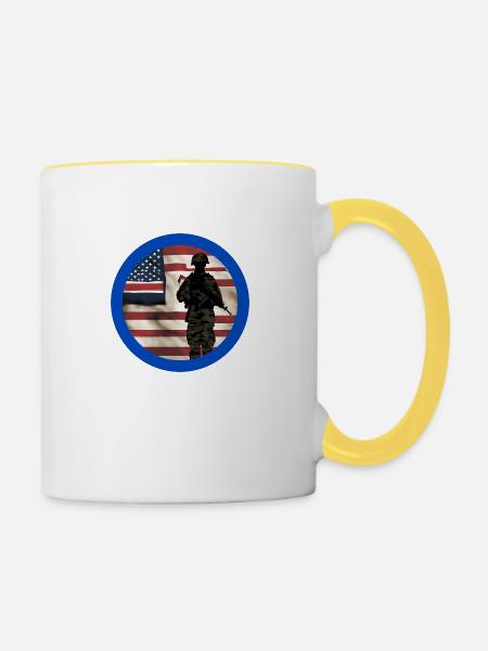 Veteran, Veteran, Waffenstillstand, Militär. - Tasse zweifarbig - Weiß/Gelb