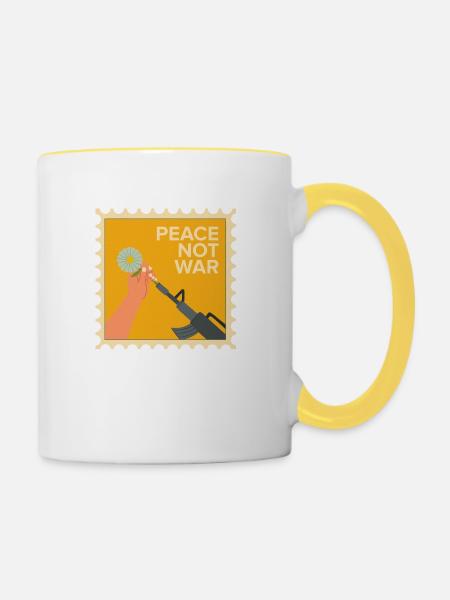 Peace not war - Tasse zweifarbig - Weiß/Gelb