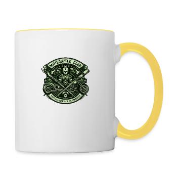 Motorrad & Biker Kreationen: Totenköpfe Kunst - Tasse zweifarbig - Weiß/Gelb - Rechts