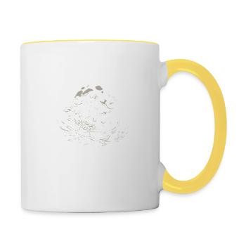Volleyball Christmas Santa, Smashing Through The - Contrasting Mug - white/yellow - Right