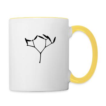 Zweig - Tasse zweifarbig - Weiß/Gelb - Rechts