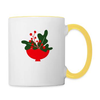 Weihnachtliche Illustration - Tasse zweifarbig - Weiß/Gelb - Rechts