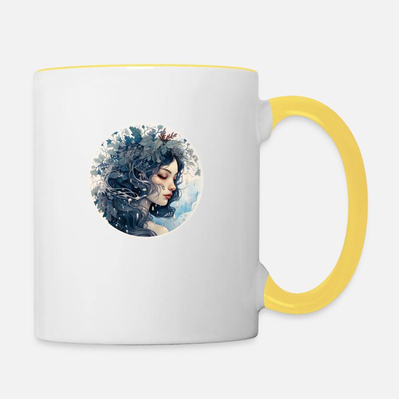 Frau Holle modern interpretiert Märchen - Tasse zweifarbig - Weiß/Gelb