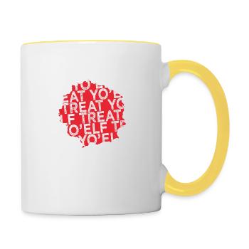 Santa Bubaprints Comic Present Humor Dinosaurs - Contrasting Mug - white/yellow - Right