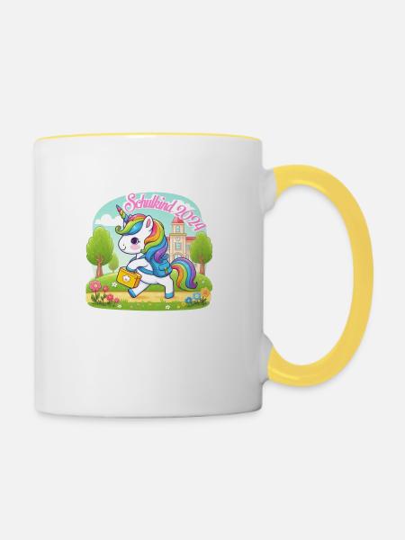 Schulkind 2024 - Tasse zweifarbig - Weiß/Gelb
