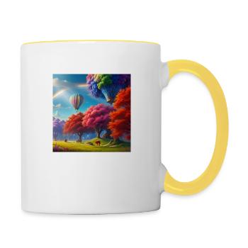 Bunte Ballonfahrt mit Magischen Faren. - Tasse zweifarbig - Weiß/Gelb - Rechts