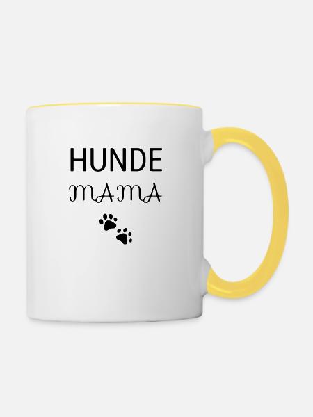 Hunde Mama - Tasse zweifarbig - Weiß/Gelb
