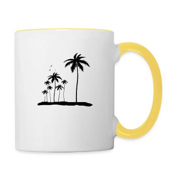 palmen insel - Tasse zweifarbig - Weiß/Gelb - Rechts