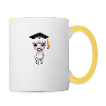 Baccalauréat en études d’alpaga Certificat de fin d’études supérieures - Mug contrasté - blanc/jaune - Droite