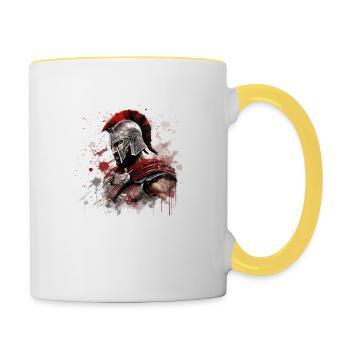 Sparta T-Shirt Spartan Greek Fighter - Contrasting Mug - white/yellow - Right