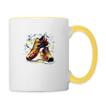 Fußballschuhe (Kunstsammlung) - Tasse zweifarbig - Weiß/Gelb - Rechts
