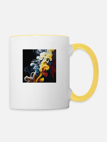 Rauchende Blume (Kunstwerksammlung) - Tasse zweifarbig - Weiß/Gelb