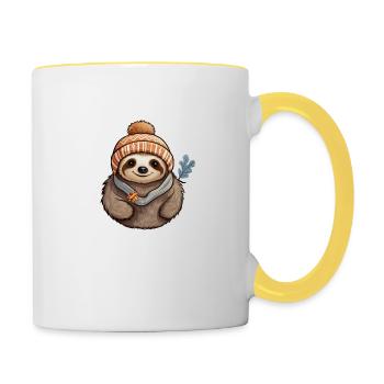 Paresseux d’hiver - Mug contrasté - blanc/jaune - Droite