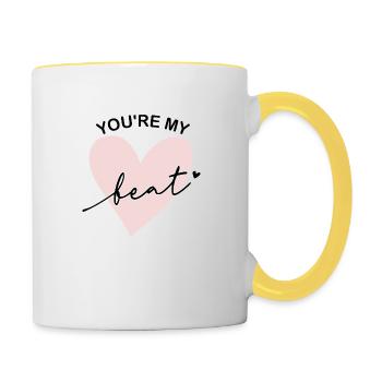 You're My Heartbeat Heart - Contrasting Mug - white/yellow - Right