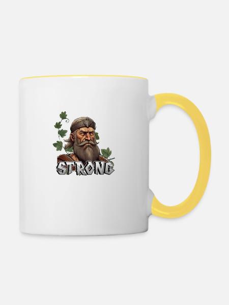 Mittelalter, Germane , Krieger - Tasse zweifarbig - Weiß/Gelb