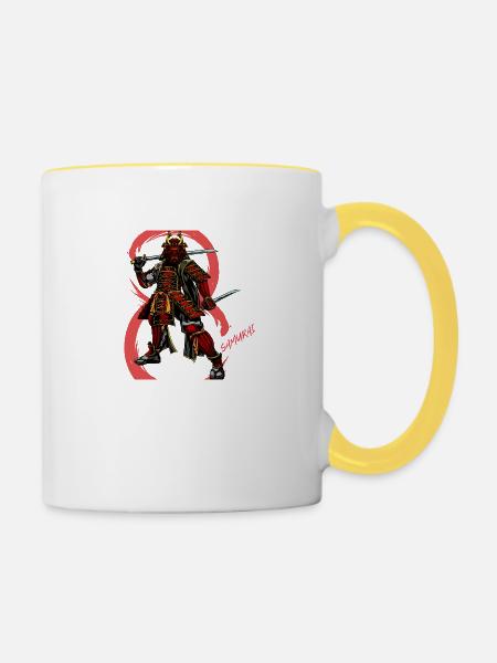 Samurai - Tasse zweifarbig - Weiß/Gelb