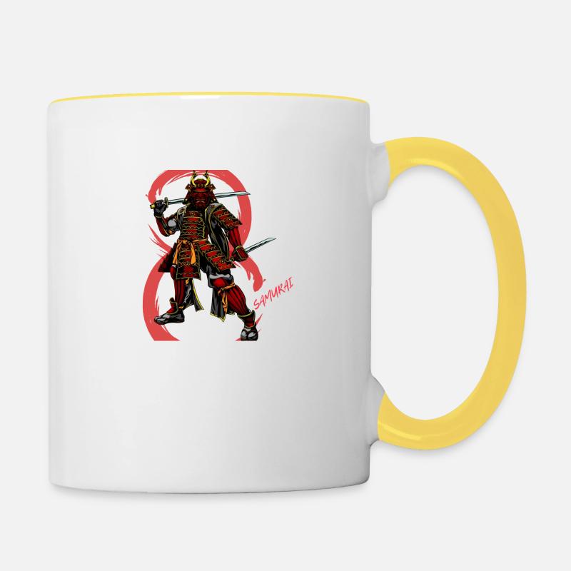 samouraï - Mug contrasté - blanc/jaune