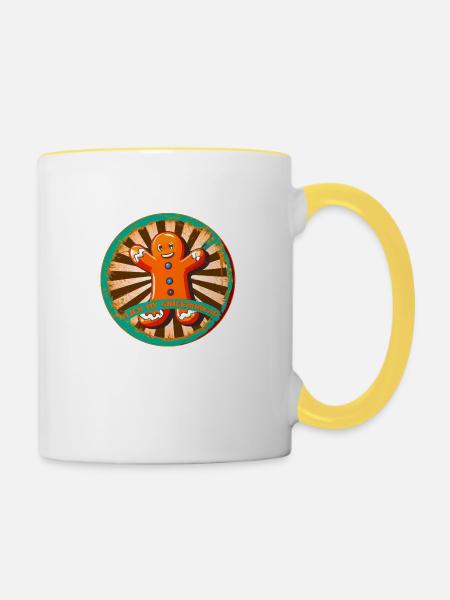 Lebkuchenmann - Tasse zweifarbig - Weiß/Gelb