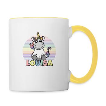 Nom de la licorne Louisa - Mug contrasté - blanc/jaune - Droite