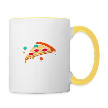 Pizza in meinem Kopf - Tasse zweifarbig - Weiß/Gelb - Rechts
