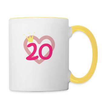 20th Birthday Princess Crown - Contrasting Mug - white/yellow - Right