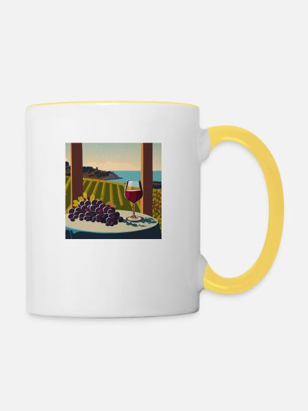 Rotwein / Wein / Weißwein - Tasse zweifarbig - Weiß/Gelb