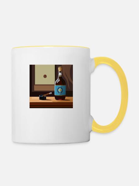Whisky / Scotch / Bar - Tasse zweifarbig - Weiß/Gelb