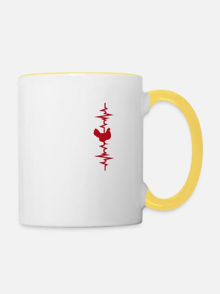 Herzschlag der Henne - Tasse zweifarbig - Weiß/Gelb