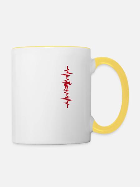Eislaufen Herzschlag - Tasse zweifarbig - Weiß/Gelb