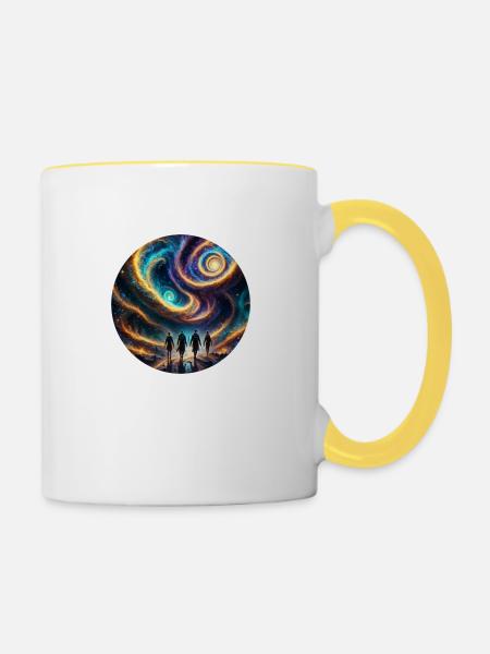 Aliens - Tasse zweifarbig - Weiß/Gelb