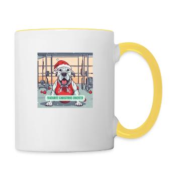 Die Jingle Bells - Doggy Edition - Tasse zweifarbig - Weiß/Gelb - Rechts