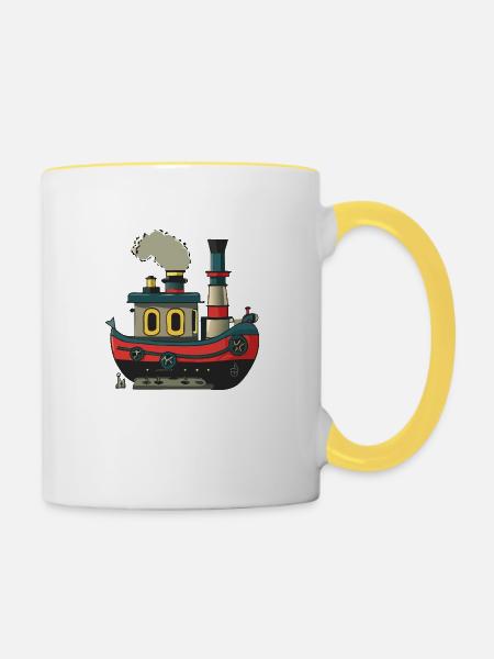 Dampfer - Tasse zweifarbig - Weiß/Gelb