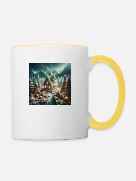 Weihnachtliche Leckereien - Weihnachtsgeschenkidee - Tasse zweifarbig - Weiß/Gelb