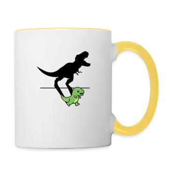 Trex avec ombre - Mug contrasté - blanc/jaune - Droite