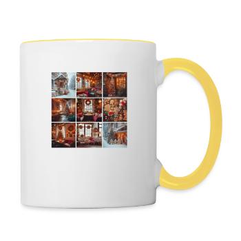Café d’hiver - Mug contrasté - blanc/jaune - Droite
