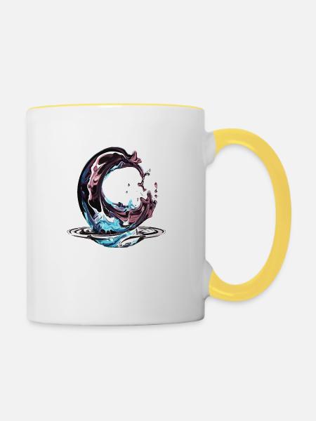 Chrom Tropfen - Tasse zweifarbig - Weiß/Gelb