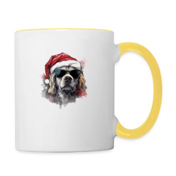 Magical Golden Retriever Christmas Dog in the Snow - Contrasting Mug - white/yellow - Right