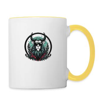 Dessin de Noël Krampus - Mug contrasté - blanc/jaune - Droite