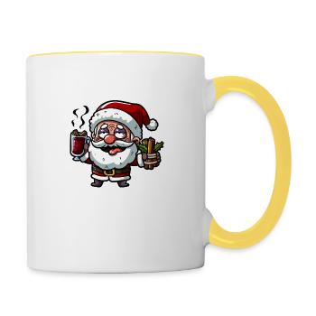 Contemplative Christmas gnome with mulled wine - Contrasting Mug - white/yellow - Right
