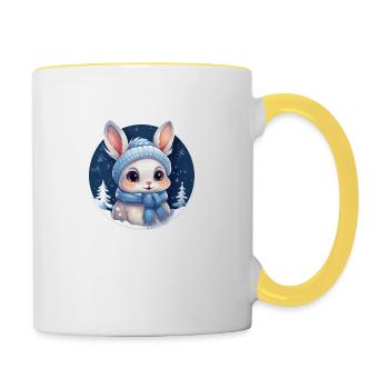 Lapin des neiges - Mug contrasté - blanc/jaune - Droite