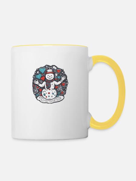 Schneemann - Tasse zweifarbig - Weiß/Gelb