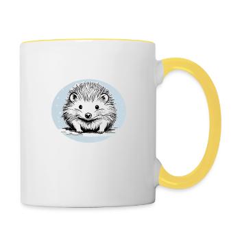 Niedlicher Igel - Tasse zweifarbig - Weiß/Gelb - Rechts