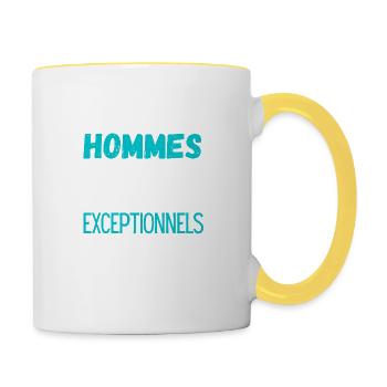 Les hommes nes en aout exceptionnels - Mug contrasté - blanc/jaune - Droite