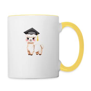 Baccalauréat Diplôme Études supérieures Alpaga - Mug contrasté - blanc/jaune - Droite