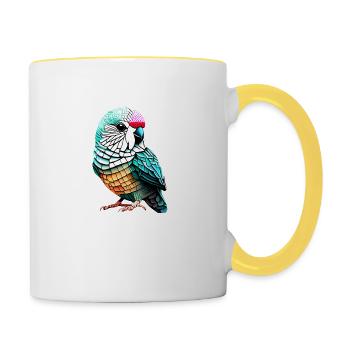 Perruche Oiseau Calopsitte Propriétaire d’oiseau - Mug contrasté - blanc/jaune - Droite